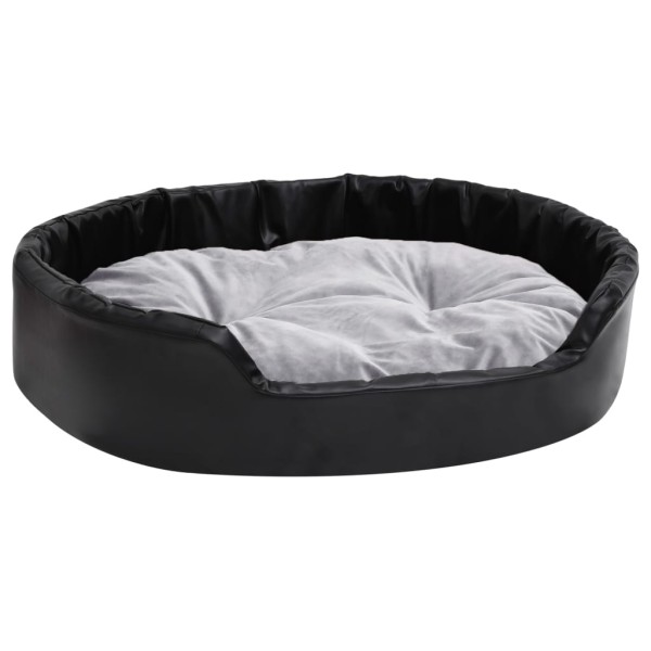 Cama para perros felpa y cuero sintético negro gris 90x79x20 cm