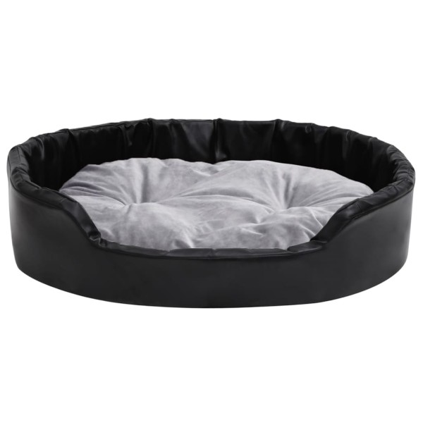 Cama para perros felpa y cuero sintético negro gris 90x79x20 cm