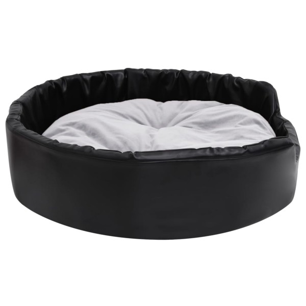 Cama para perros felpa y cuero sintético negro gris 90x79x20 cm