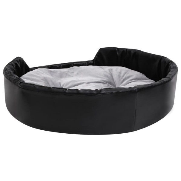 Cama para perros felpa y cuero sintético negro gris 90x79x20 cm