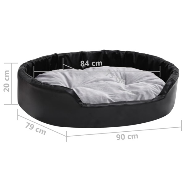 Cama para perros felpa y cuero sintético negro gris 90x79x20 cm