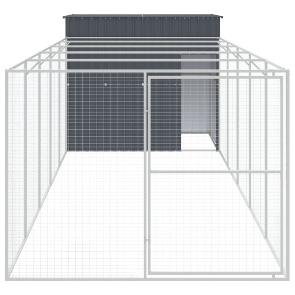 Caseta perros con corral acero galvanizado gris 214x661x181 cm