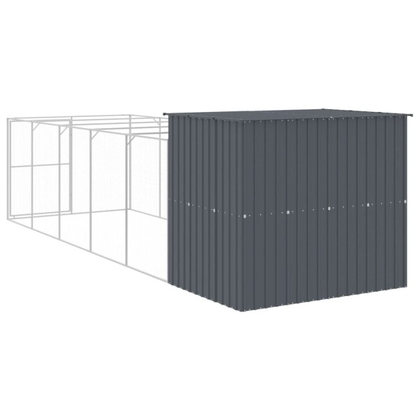 Caseta perros con corral acero galvanizado gris 214x661x181 cm