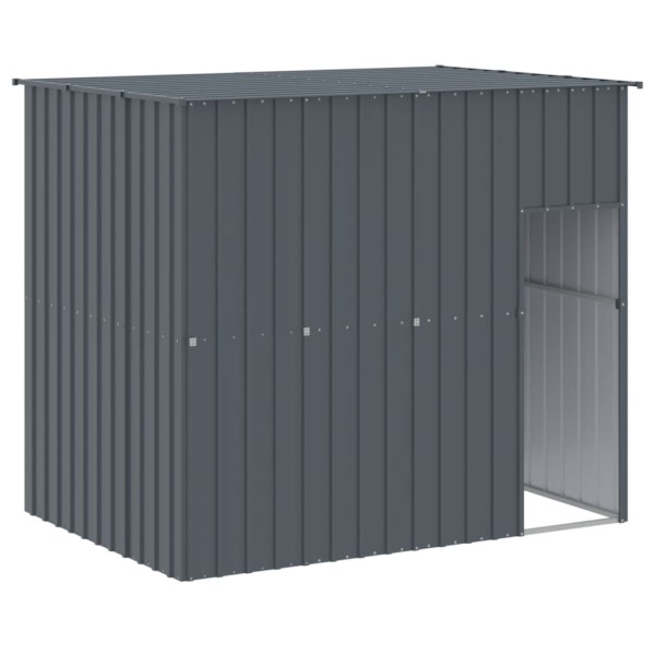 Caseta perros con corral acero galvanizado gris 214x661x181 cm