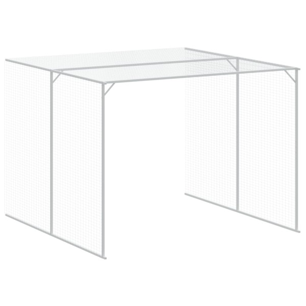 Caseta perros con corral acero galvanizado gris 214x661x181 cm