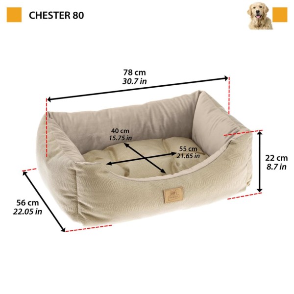 Ferplast Cama para perros y gatos Chester 80 beige