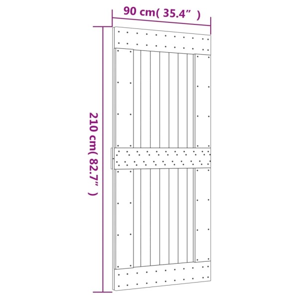 Puerta corredera con herrajes madera maciza de pino 90x210 cm