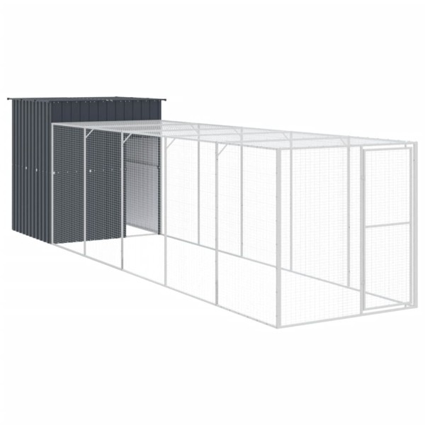 Gallinero con corral acero galvanizado gris 165x659x181 cm