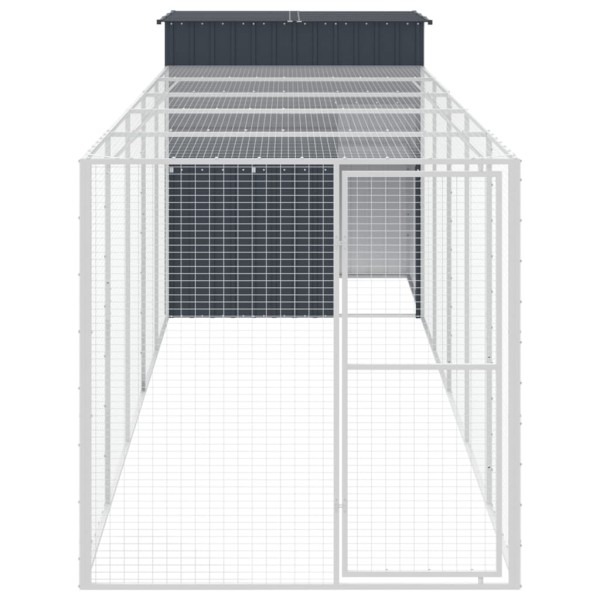 Gallinero con corral acero galvanizado gris 165x659x181 cm