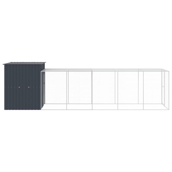 Gallinero con corral acero galvanizado gris 165x659x181 cm