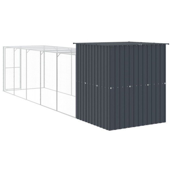 Gallinero con corral acero galvanizado gris 165x659x181 cm