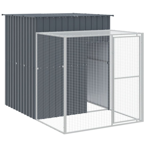 Gallinero con corral acero galvanizado gris 165x659x181 cm