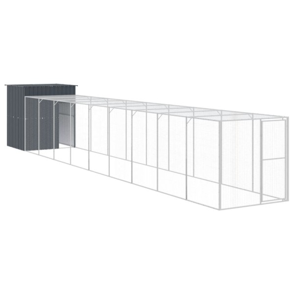 Gallinero con corral acero galvanizado gris 165x1067x181 cm