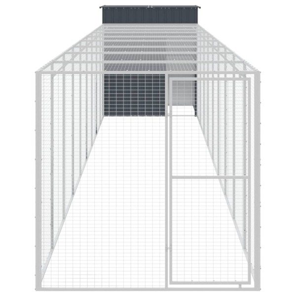 Gallinero con corral acero galvanizado gris 165x1067x181 cm