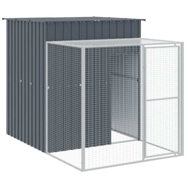 Gallinero con corral acero galvanizado gris 165x1067x181 cm