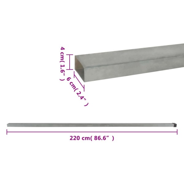 Postes de valla de jardín 10 uds acero plateado 220 cm