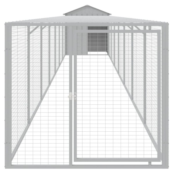 Gallinero con corral acero galvanizado gris claro 117x813x123cm