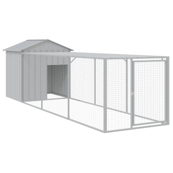 Gallinero con corral acero galvanizado gris claro 117x405x123cm