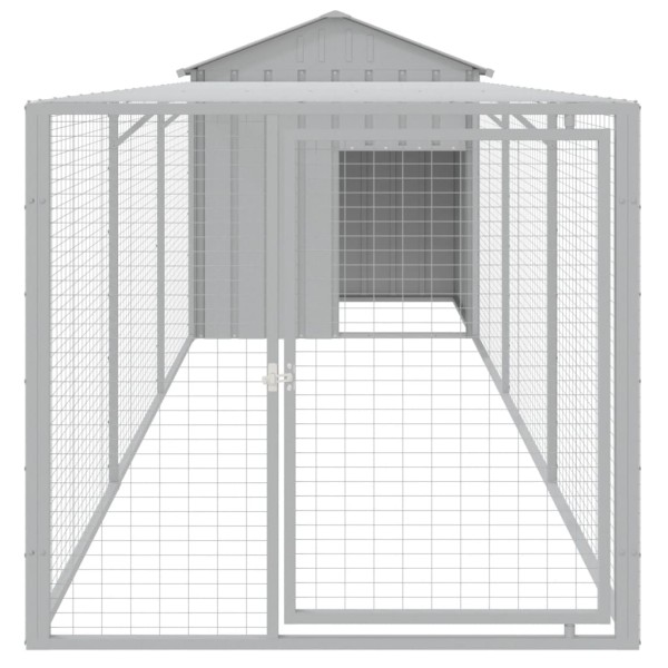 Gallinero con corral acero galvanizado gris claro 117x405x123cm