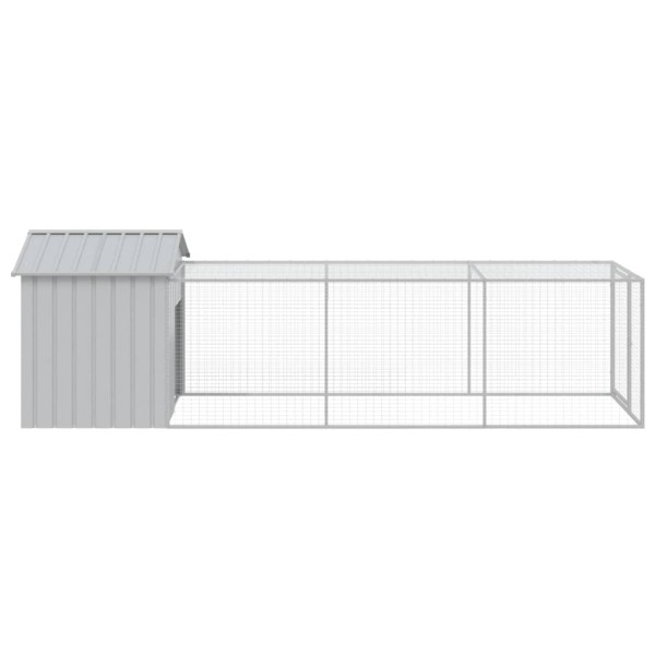 Gallinero con corral acero galvanizado gris claro 117x405x123cm