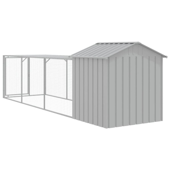 Gallinero con corral acero galvanizado gris claro 117x405x123cm