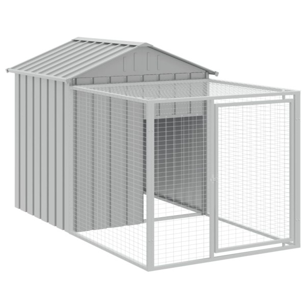 Gallinero con corral acero galvanizado gris claro 117x405x123cm