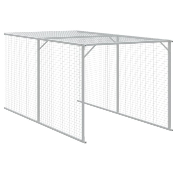 Gallinero con corral acero galvanizado gris claro 117x405x123cm