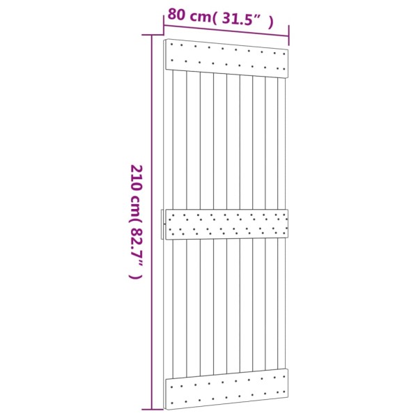 Puerta corredera con herrajes madera maciza de pino 80x210 cm