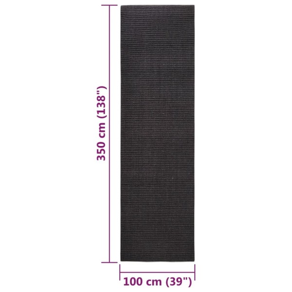 Alfombra de sisal para rascador negro 100x350 cm