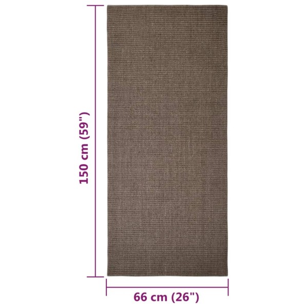 Alfombra de sisal para rascador marrón 66x150 cm