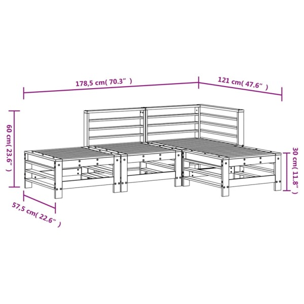 Juego de muebles de jardín 4 pzas madera de pino impregnada