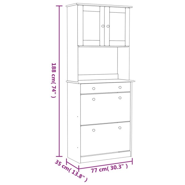 Aparador alto ALTA madera maciza de pino 77x35x188 cm