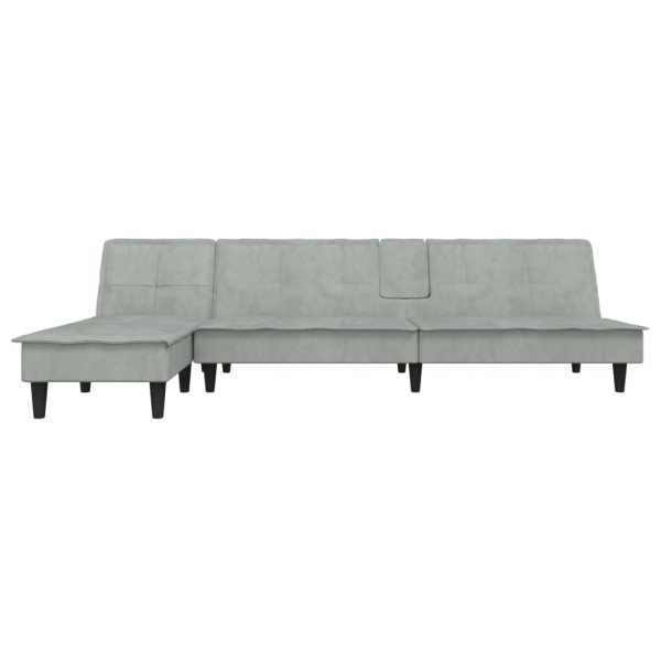 Sofá cama en forma de L terciopelo gris claro 255x140x70 cm