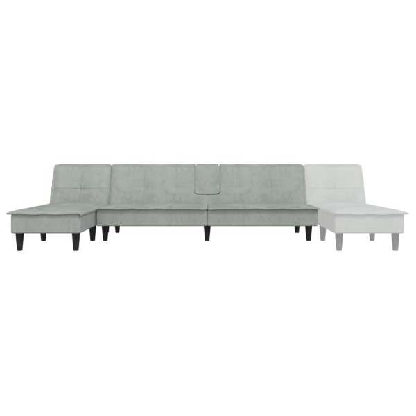 Sofá cama en forma de L terciopelo gris claro 255x140x70 cm