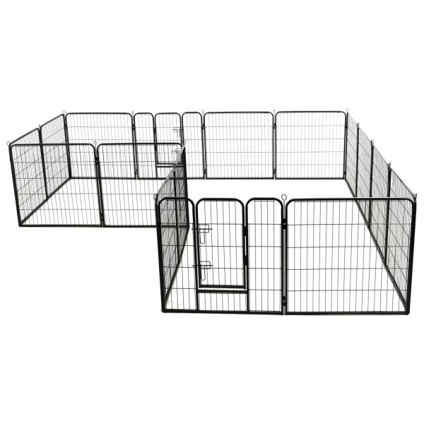 Corral para perros 16 paneles de acero 80x80 cm negro