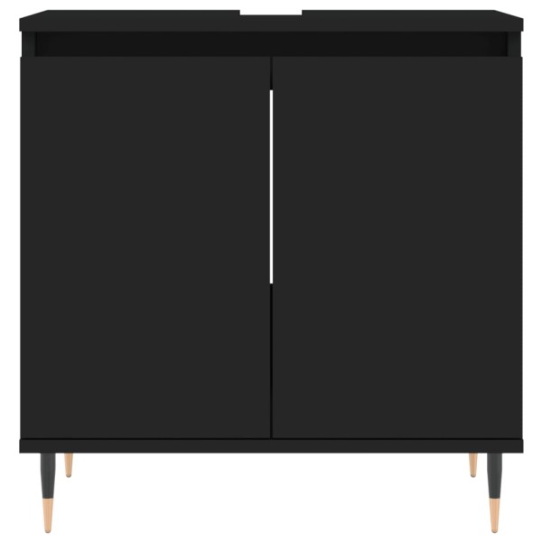 Set de muebles de baño 3 piezas madera contrachapada negro