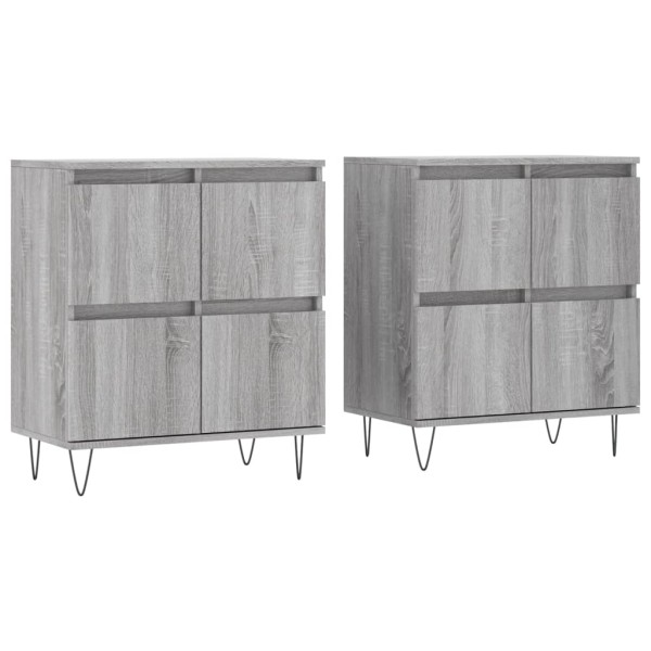 Aparadores 2 uds madera contrachapada gris Sonoma