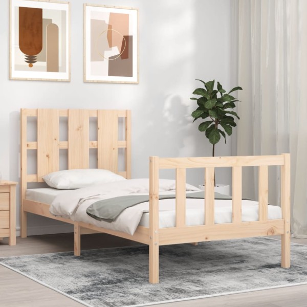 Estructura de cama con cabecero madera maciza 90x190 cm