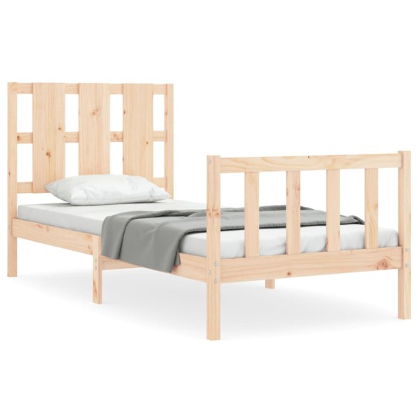 Estructura de cama con cabecero madera maciza 90x190 cm