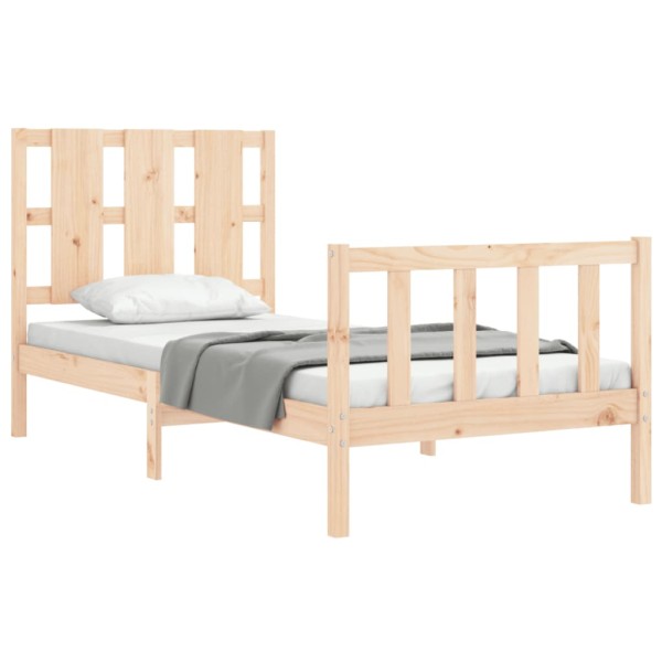 Estructura de cama con cabecero madera maciza 90x190 cm