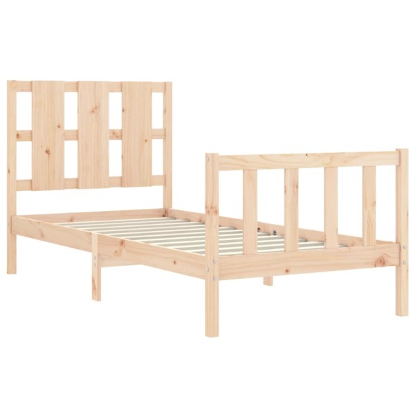 Estructura de cama con cabecero madera maciza 90x190 cm