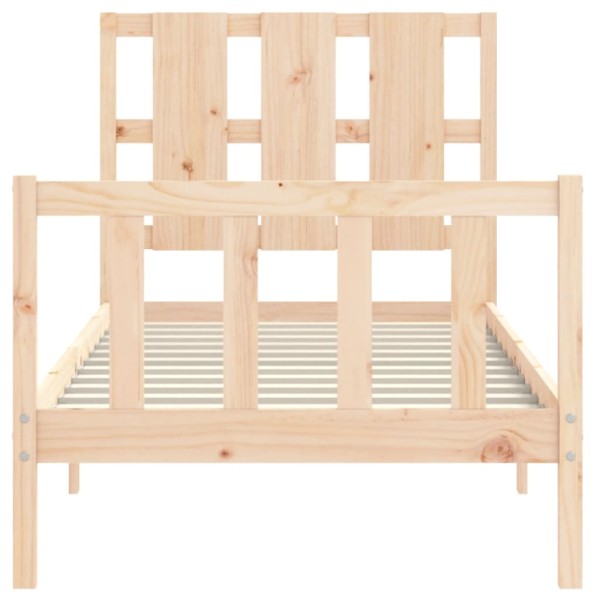 Estructura de cama con cabecero madera maciza 90x190 cm