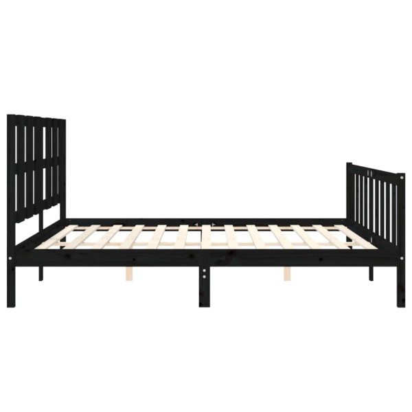 Estructura de cama con cabecero madera maciza negro 180x200 cm