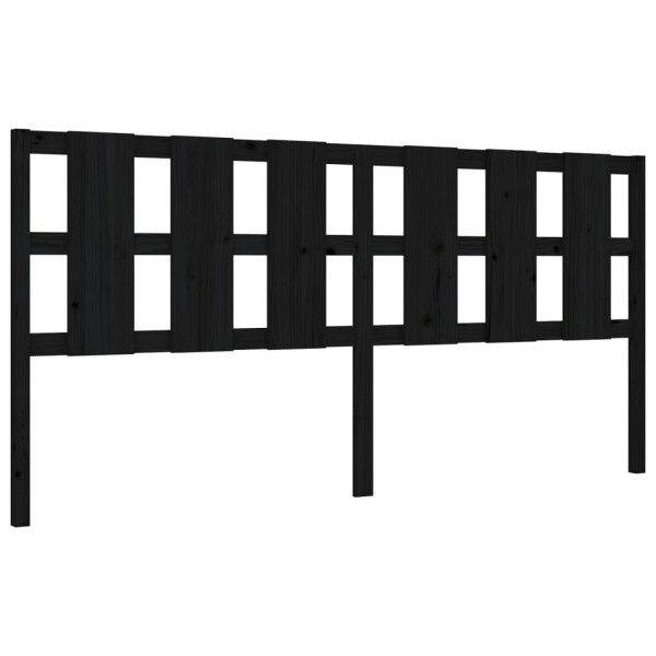 Estructura de cama con cabecero madera maciza negro 180x200 cm