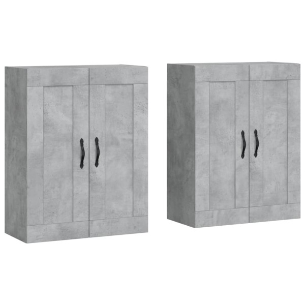 Armarios de pared 2 uds madera de ingeniería gris hormigón