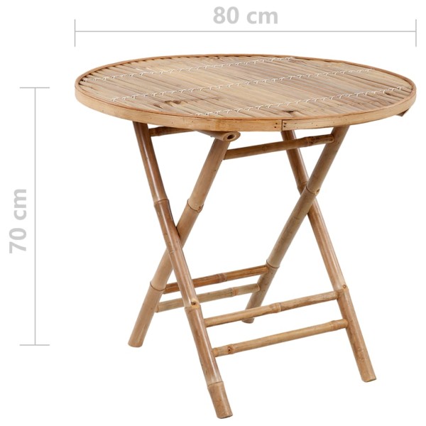 Set de comedor exterior plegable 5 piezas con cojines bambú