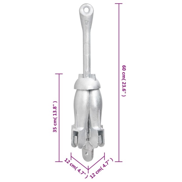 Ancla plegable con cuerda hierro maleable plateado 8 kg