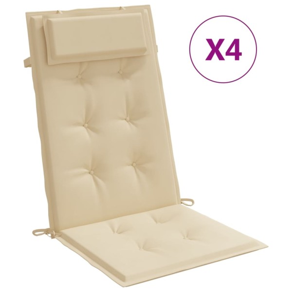 Cojines de silla con respaldo alto 4 uds tela Oxford beige