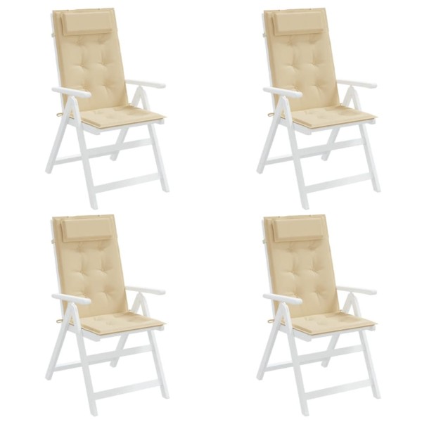 Cojines de silla con respaldo alto 4 uds tela Oxford beige