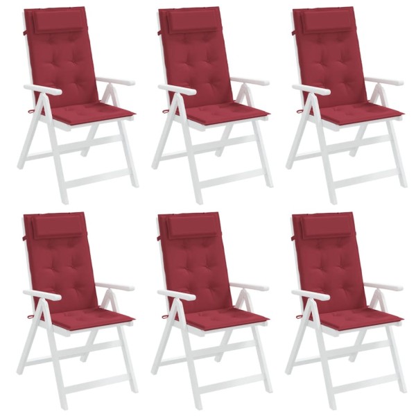 Cojines de silla con respaldo alto 6 uds tela Oxford rojo tinto